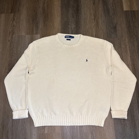 Polo Ralph Lauren Other - Polo Ralph Lauren Sweater Mens XL Cream Ivory Cotton Crewneck Pullover Classic